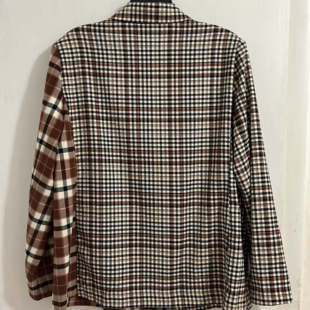 NWT Cato JM Sportswear Women’s Double Breasted Brown Plaid Suit Blazer Jacket. - Picture 5 of 5